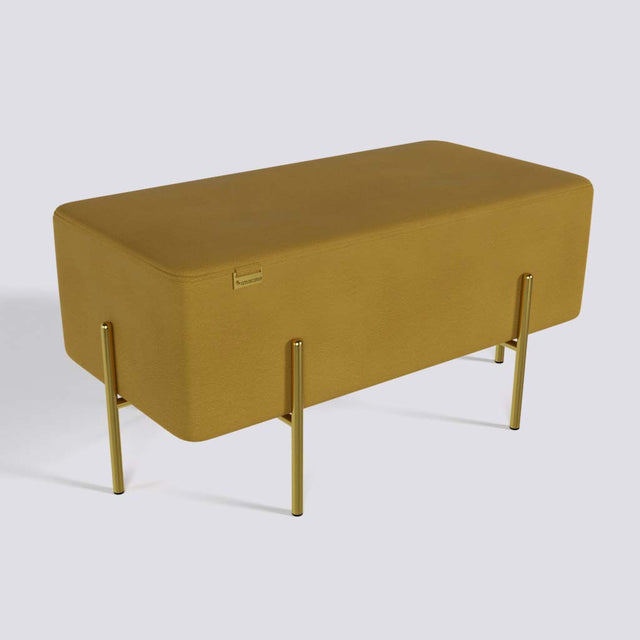 Rectangle Ottoman In Gold Electroplated Metal Base | 36" x 18"