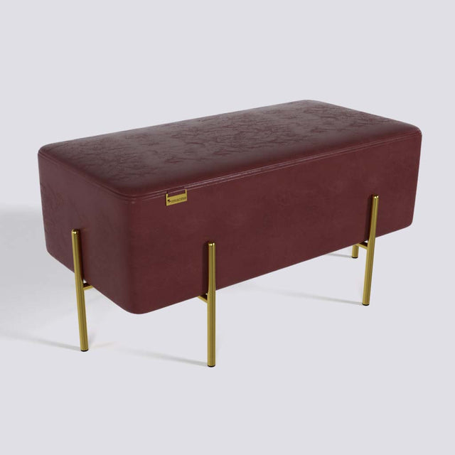 Rectangle Ottoman In Gold Electroplated Metal Base | 36" x 18"