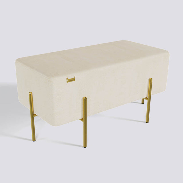 Rectangle Ottoman In Gold Electroplated Metal Base | 36" x 18"