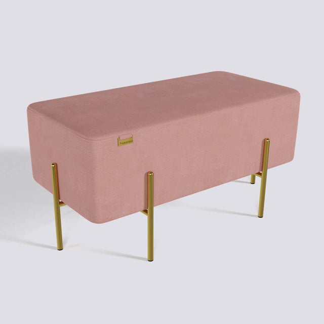 Rectangle Ottoman In Gold Electroplated Metal Base | 36" x 18"