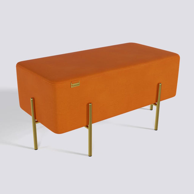 Rectangle Ottoman In Gold Electroplated Metal Base | 36" x 18"