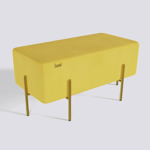 Rectangle Ottoman In Gold Electroplated Metal Base | 36" x 18"