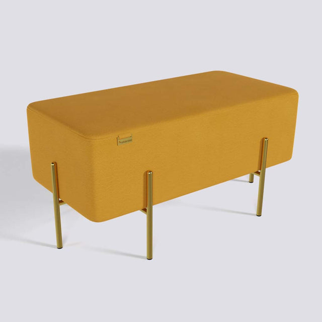 Rectangle Ottoman In Gold Electroplated Metal Base | 36" x 18"