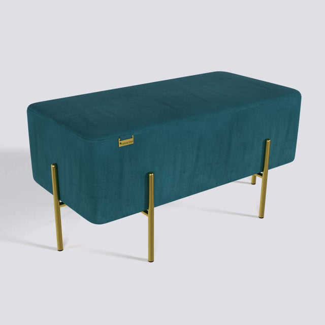 Rectangle Ottoman In Gold Electroplated Metal Base | 36" x 18"