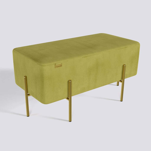 Rectangle Ottoman In Gold Electroplated Metal Base | 36" x 18"