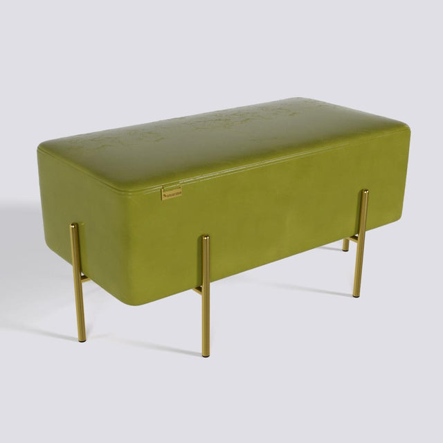 Rectangle Ottoman In Gold Electroplated Metal Base | 36" x 18"