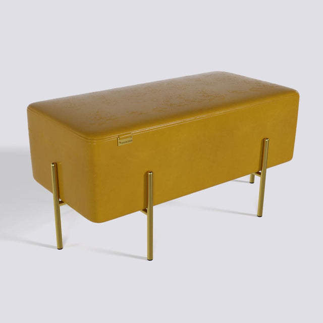 Rectangle Ottoman In Gold Electroplated Metal Base | 36" x 18"