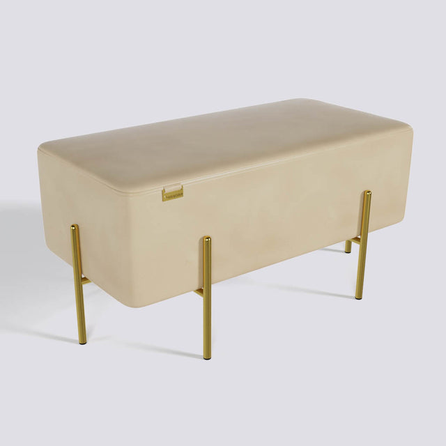 Rectangle Ottoman In Gold Electroplated Metal Base | 36" x 18"