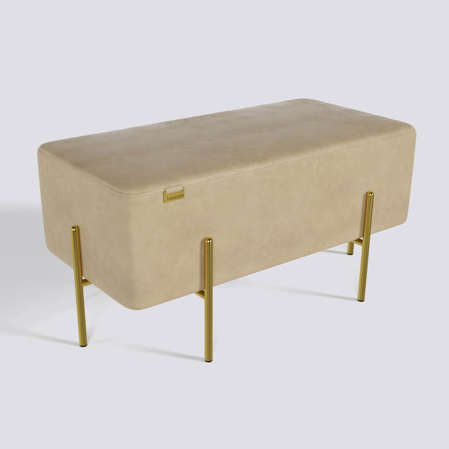 Rectangle Ottoman In Gold Electroplated Metal Base | 36" x 18"