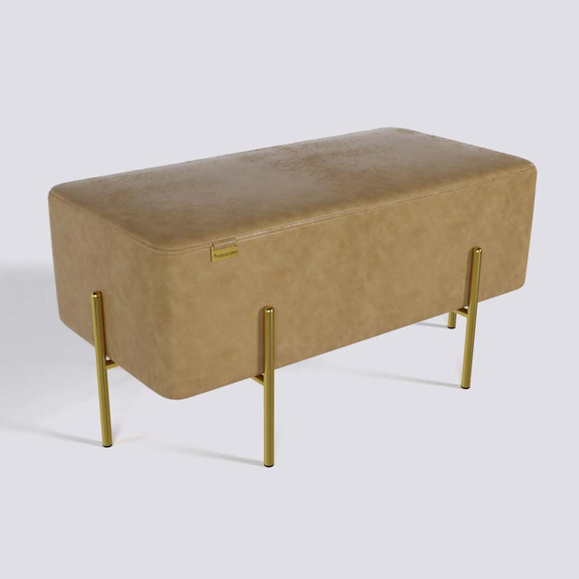 Rectangle Ottoman In Gold Electroplated Metal Base | 36" x 18"