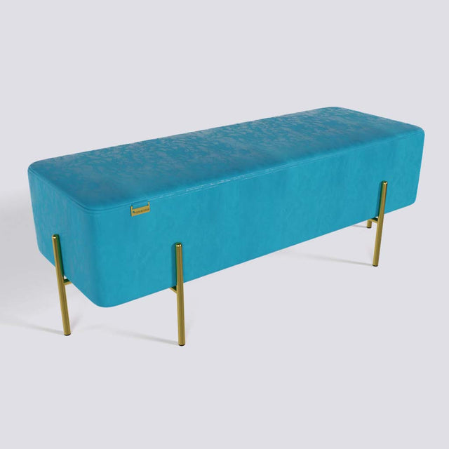 Rectangle Ottoman In Gold Electroplated Metal Base | 50" x 18"