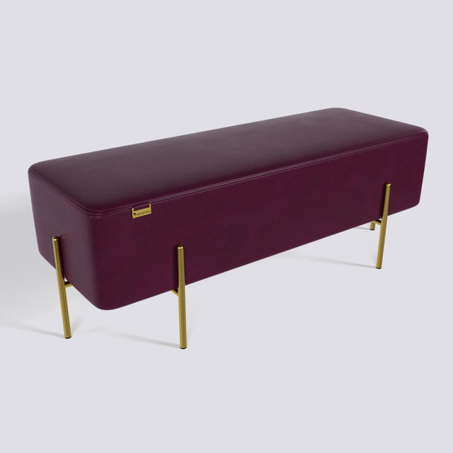 Rectangle Ottoman In Gold Electroplated Metal Base | 50" x 18"