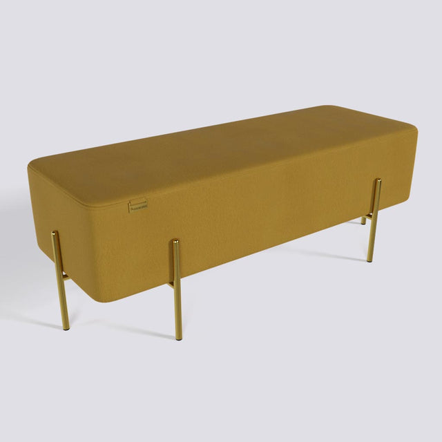 Rectangle Ottoman In Gold Electroplated Metal Base | 50" x 18"