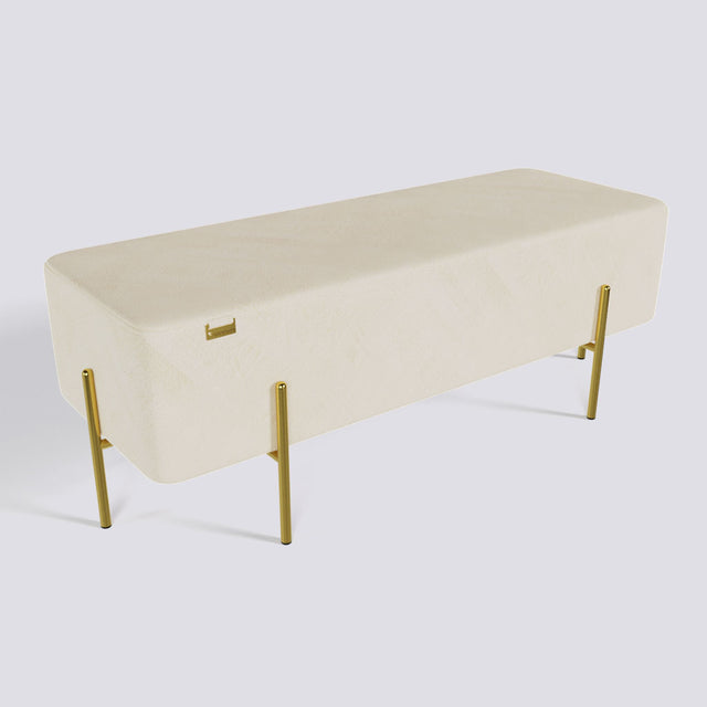 Rectangle Ottoman In Gold Electroplated Metal Base | 50" x 18"