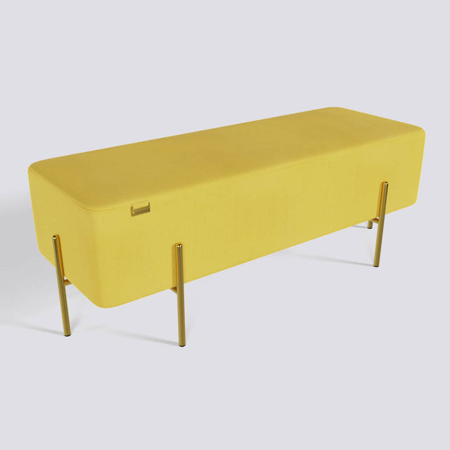 Rectangle Ottoman In Gold Electroplated Metal Base | 50" x 18"
