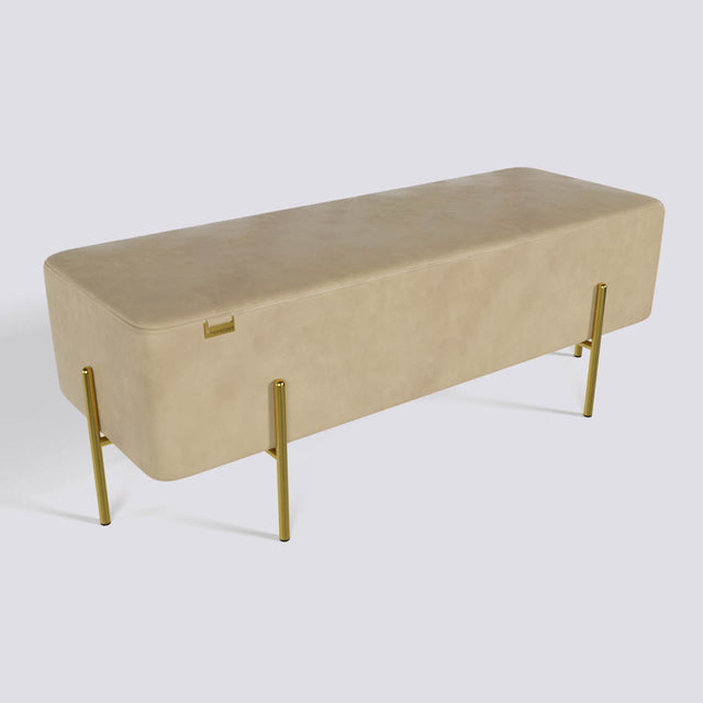 Rectangle Ottoman In Gold Electroplated Metal Base | 50" x 18"