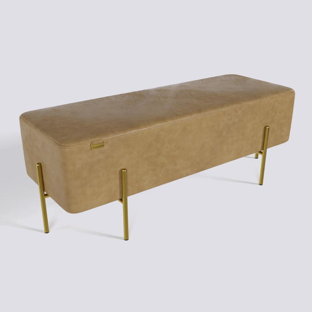 Rectangle Ottoman In Gold Electroplated Metal Base | 50" x 18"