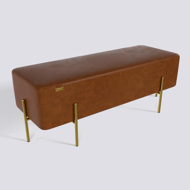 Rectangle Ottoman In Gold Electroplated Metal Base | 50" x 18"