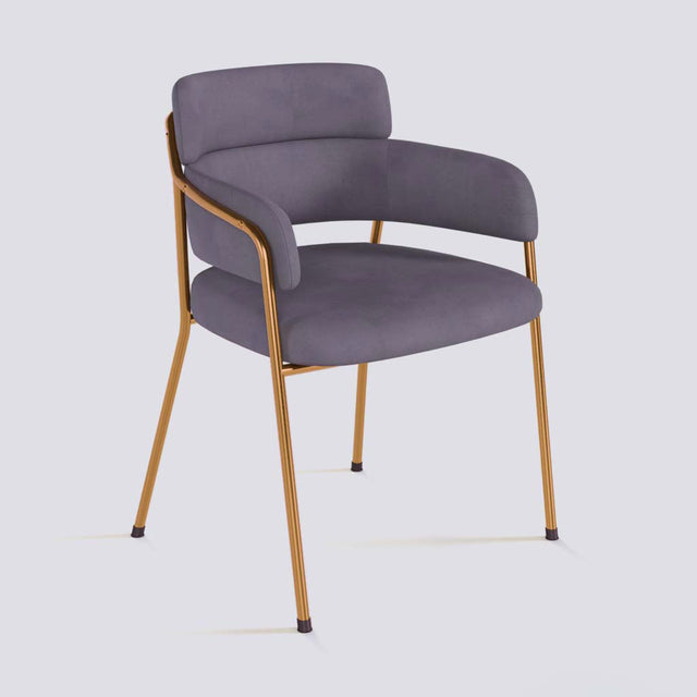 Plushy Lounge Chair In Rose Gold Electroplated Metal Frame | 479