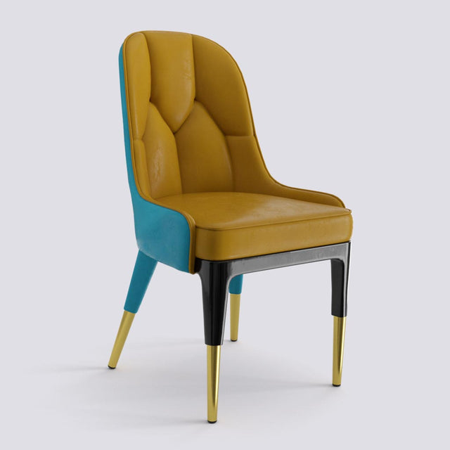 Iconic Dining Chair In Wooden Polish + Gold Cap | 503