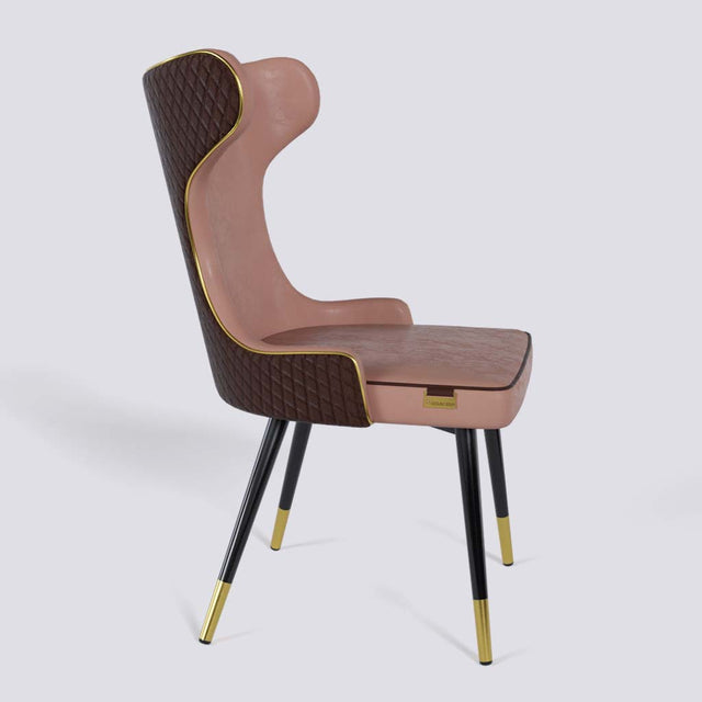 Empress Dining Chair in Powder Coated + Gold Caps Metal Base | 509