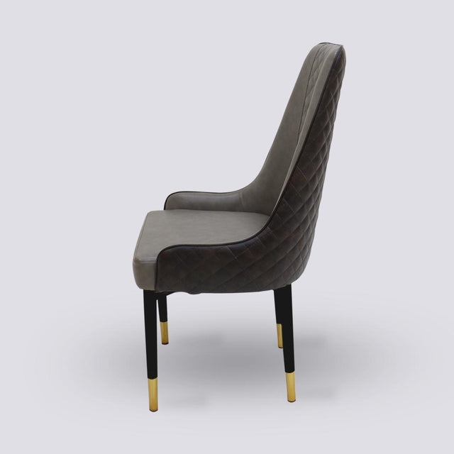 Imperial Dining Chair In Powder Coated + Gold Caps Metal Base | 501