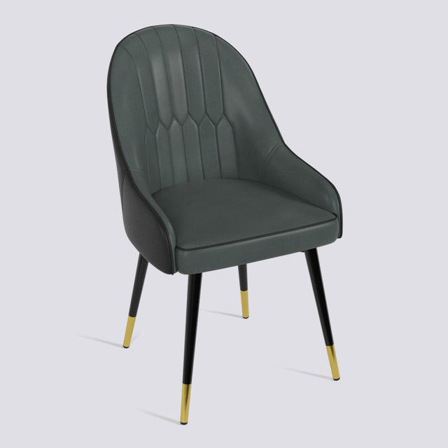 Dining Chair In Powder Coated + Gold Caps Metal Base | 405 Lite