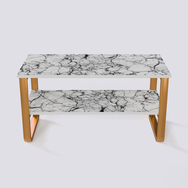 Bean Double Decker Coffee Table In Electroplated Metal Base | 1404