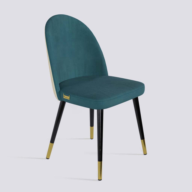 Regal Dining Chair In Powder Coated + Gold Caps Metal Base | 485