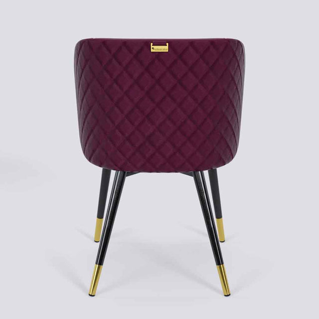 Modish Dining Chair In Powder Coated+Gold Caps Metal Base | 491