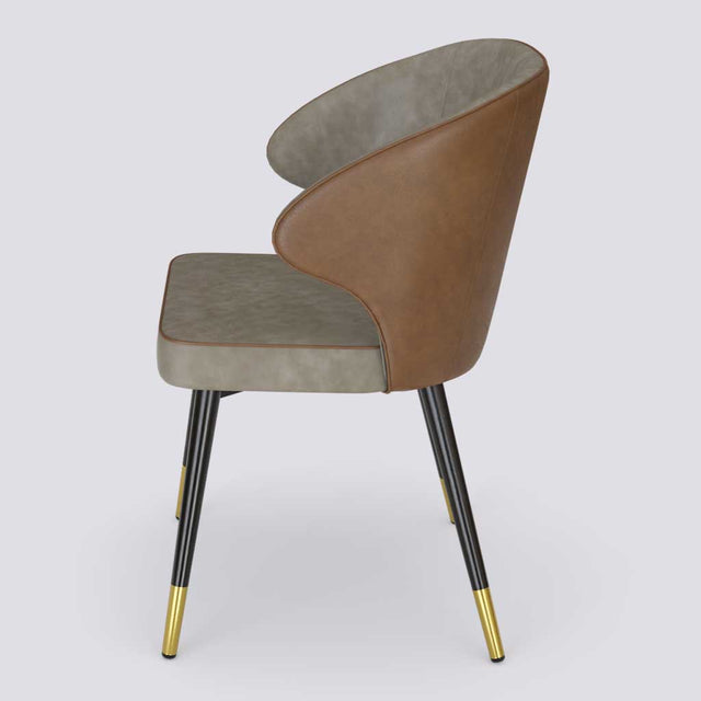 Rocky Dining Chair in Powder Coated + Gold Caps Metal Base | 494