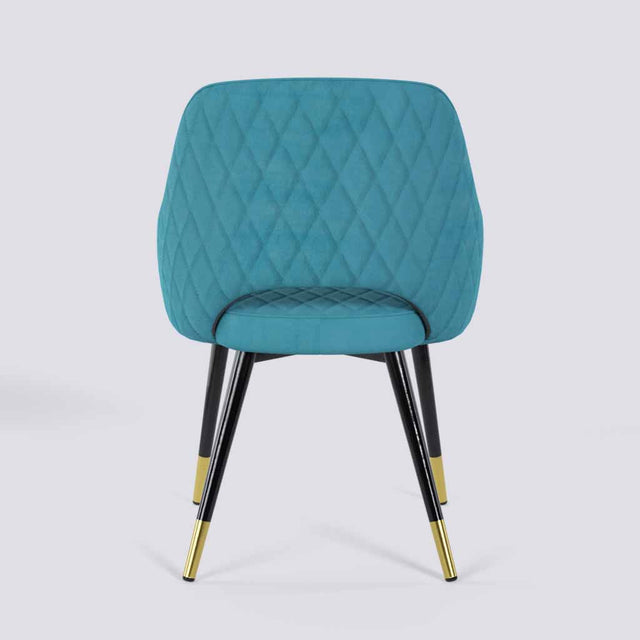 Mozza Dining Chair In Powder Coated + Gold Caps Metal Base | 502