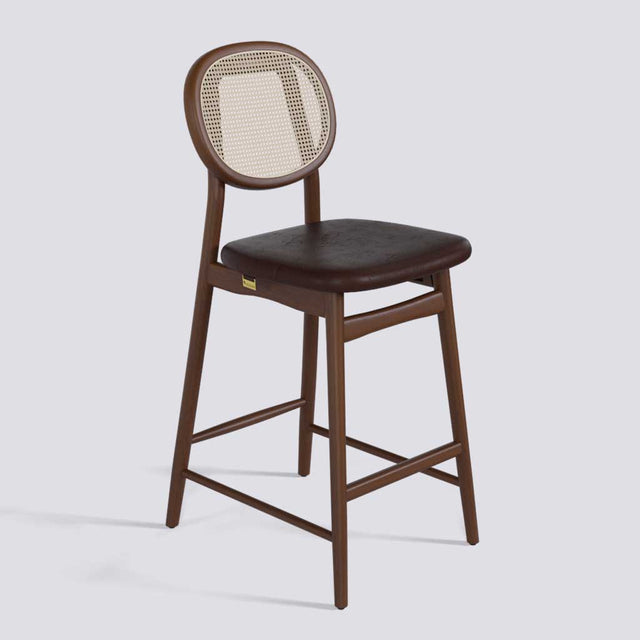 Fresco Bar Stool in Wooden Base With Cane | 633