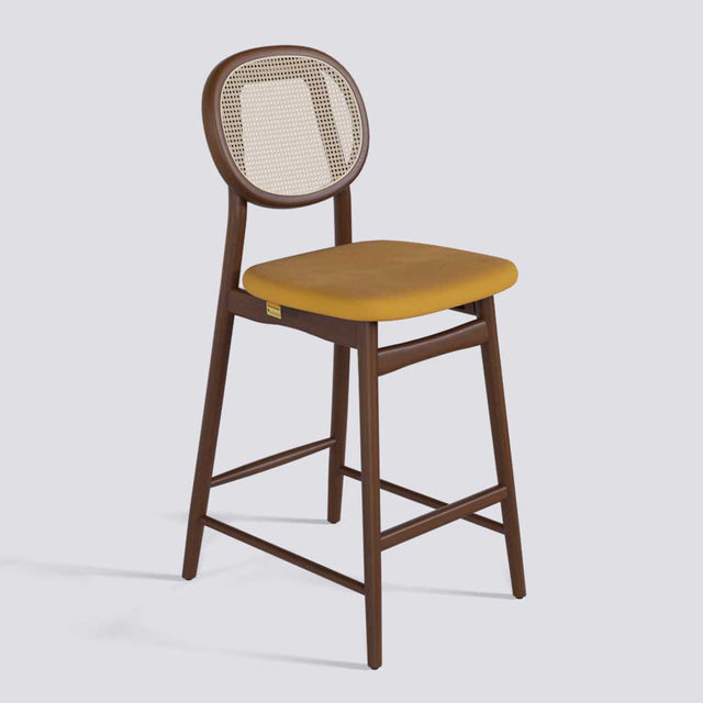 Fresco Bar Stool in Wooden Base With Cane | 633