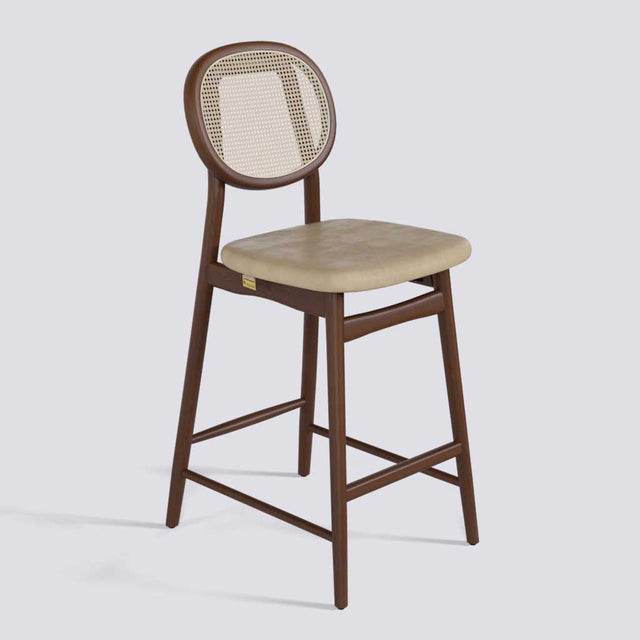 Fresco Bar Stool in Wooden Base With Cane | 633