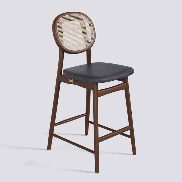 Fresco Bar Stool in Wooden Base With Cane | 633