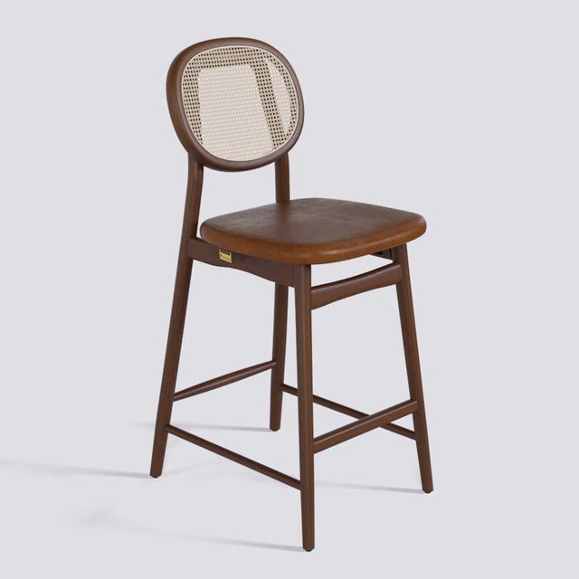 Fresco Bar Stool in Wooden Base With Cane | 633