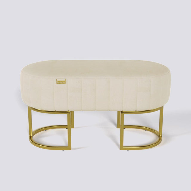 Oval Ottoman In Gold Electroplated Metal Base | 36" x 18"