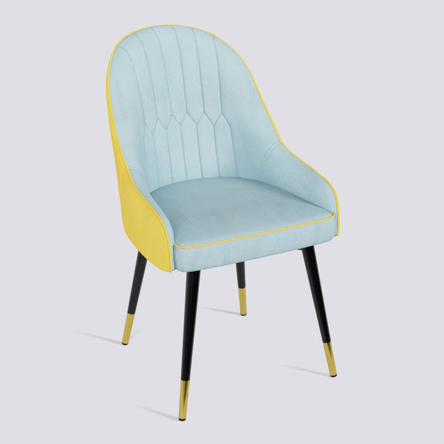 Dining Chair In Powder Coated + Gold Caps Metal Base | 405 Lite