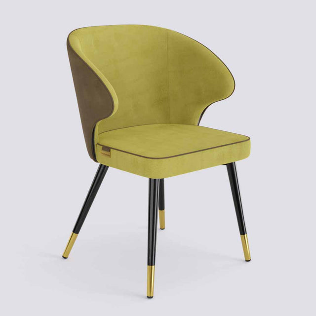 Rocky Dining Chair in Powder Coated + Gold Caps Metal Base | 494