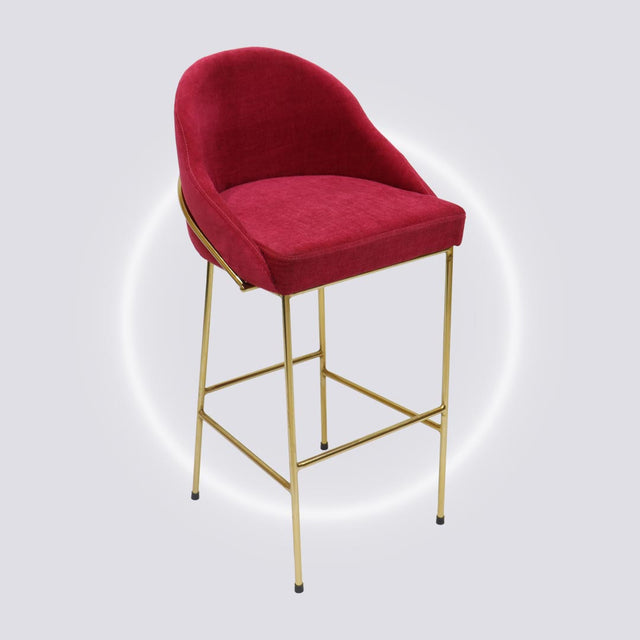 Brooklyn_High Back Bar Stools_Pink Velvet_Chair_Metal Base_Gold Electroplated