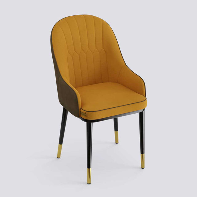 Dining Chair In Powder Coated + Gold Caps Metal Base | 405