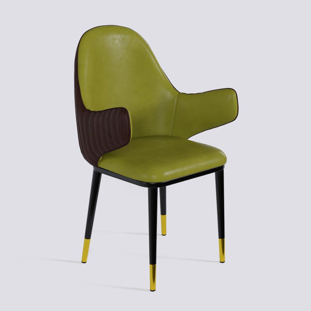 Hugzi Dining Chair In Powder Coated + Gold Caps Metal Base | 492