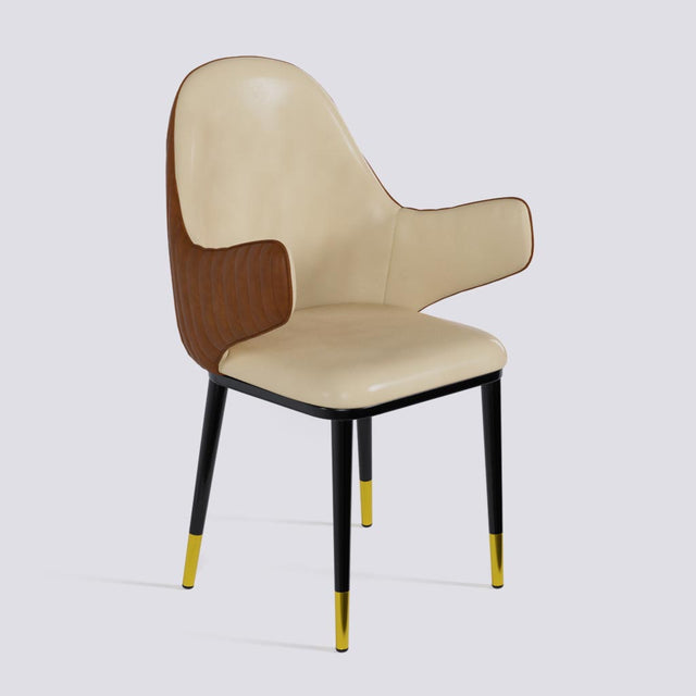 Hugzi Dining Chair In Powder Coated + Gold Caps Metal Base | 492