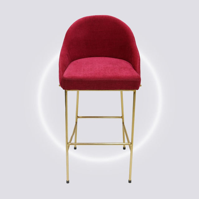 Brooklyn_High Back Bar Stools_Pink Velvet_Chair_Metal Base_Gold Electroplated_Front Angle