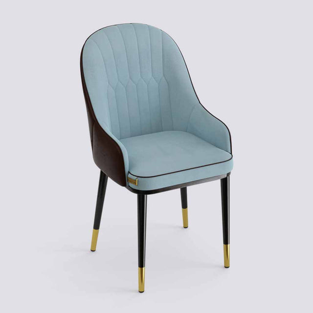 Dining Chair In Powder Coated + Gold Caps Metal Base | 405