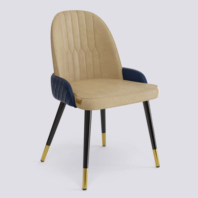 Birken Dining Chair In Powder Coated + Gold Caps Metal Base | 493