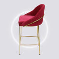 Brooklyn_High Back Bar Stools_Pink Velvet_Chair_Metal Base_Gold Electroplated_Side Angle