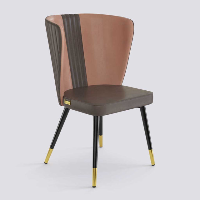 Wrap Dining Chair In Powder Coated + Gold Caps Metal Base | 490