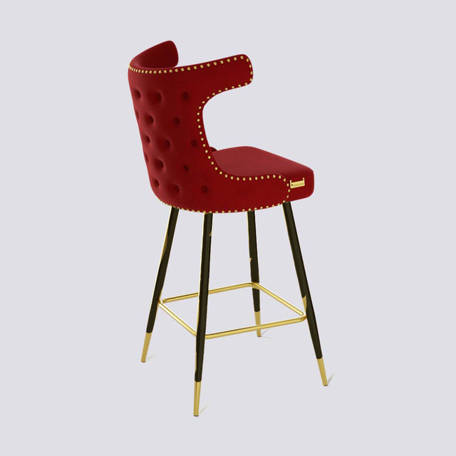 Cowboy Bar Stool In Powder Coated + Gold Caps Metal Base With Brass Pins | 629